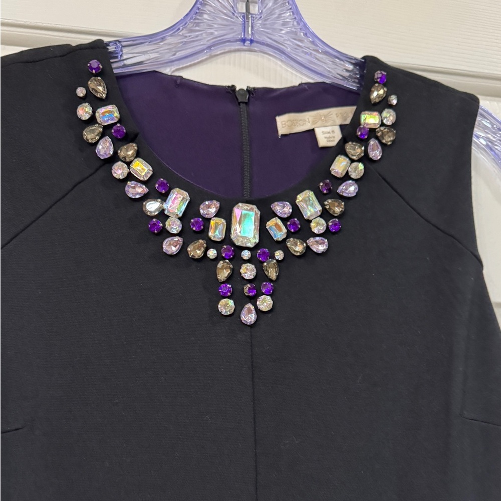 Boston Proper Black Dress with Jewel Embellishments